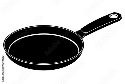 Frying pan silhouette, Skillet vector illustration, Frying pan icon

