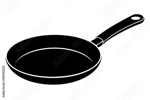 Frying pan silhouette, Skillet vector illustration, Frying pan icon
