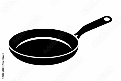 Frying pan silhouette, Skillet vector illustration, Frying pan icon
