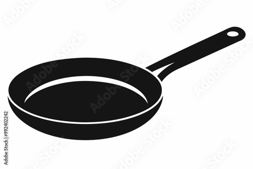 Frying pan silhouette, Skillet vector illustration, Frying pan icon

