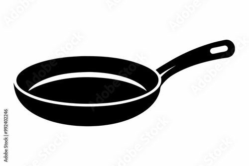 Frying pan silhouette, Skillet vector illustration, Frying pan icon
