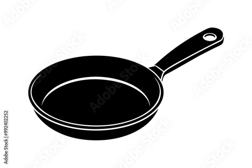 Frying pan silhouette, Skillet vector illustration, Frying pan icon
