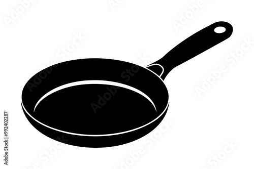 Frying pan silhouette, Skillet vector illustration, Frying pan icon
