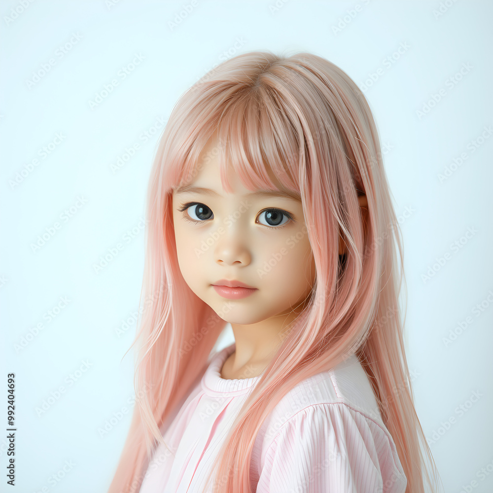Una muy pequeña niña de un pelo de color rosa pálido Una muy pequeña niña de un pelo de color rosa pálido