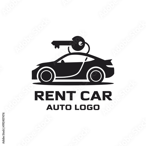 rent car logo black and white vector illustration