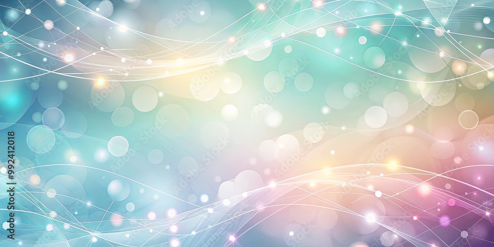 Abstract background with a blend of pastel hues and sparkling lights, featuring delicate, interconnected curved lines Abstract background with a blend of pastel hues and sparkling lights, featuring delicate, interconnected curved lines