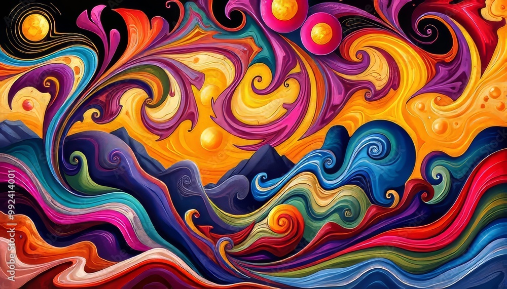 Abstract Cosmic Landscape and Avatar Composed Of Swirling Shapes And Vibrant Colors Abstract Cosmic Landscape and Avatar Composed Of Swirling Shapes And Vibrant Colors