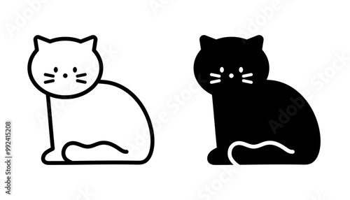 猫のアイコンセット　全身　横向き