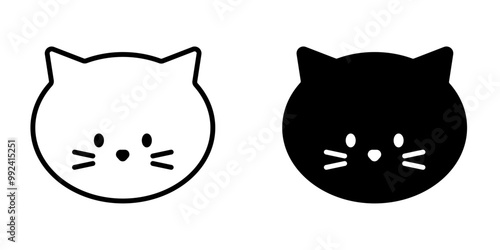 猫の顔のアイコンセット