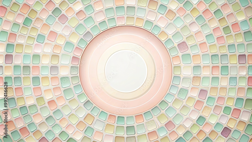 Abstract Circular Mosaic Pattern with Soft Pastel Colors and a Circular Frame Abstract Circular Mosaic Pattern with Soft Pastel Colors and a Circular Frame