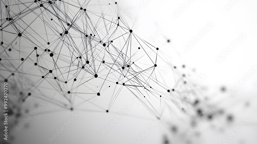 Abstract Black and White Network of Interconnected Nodes and Lines Abstract Black and White Network of Interconnected Nodes and Lines