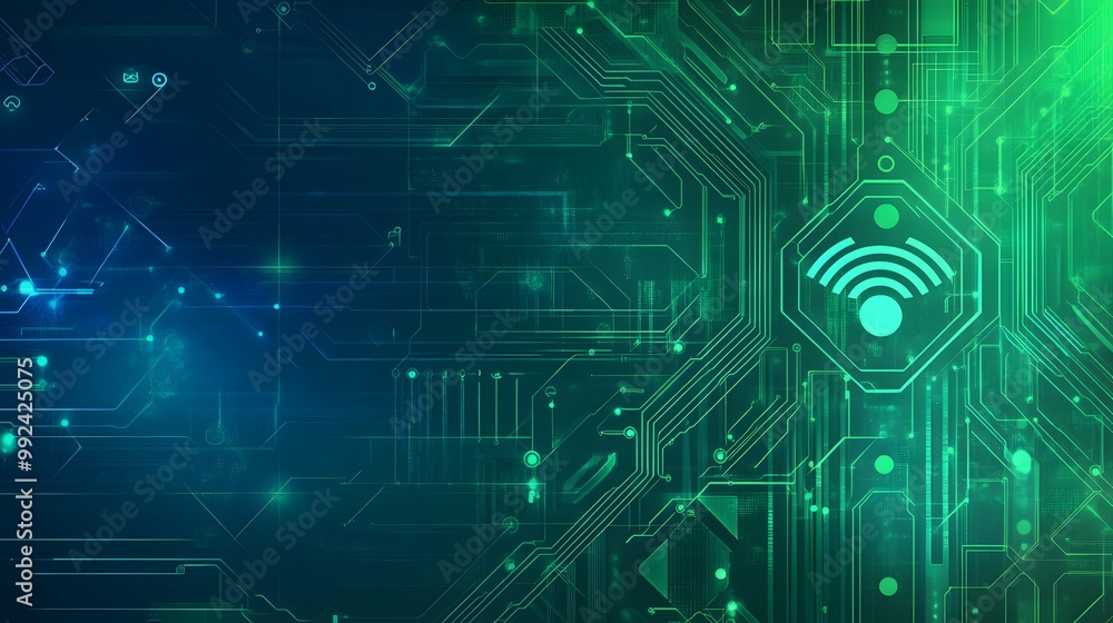 Abstract Digital Circuit Board with Wi-Fi Signal Abstract Digital Circuit Board with Wi-Fi Signal