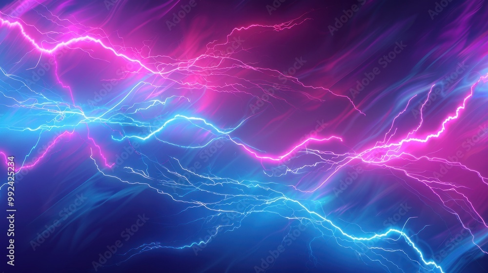 Fototapeta premium Digital background with realistic flashing neon lights AI generated image