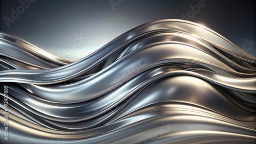 Luxurious and modern liquid silver waves with shiny metallic texture , silver, liquid, waves, flowing, abstract, background