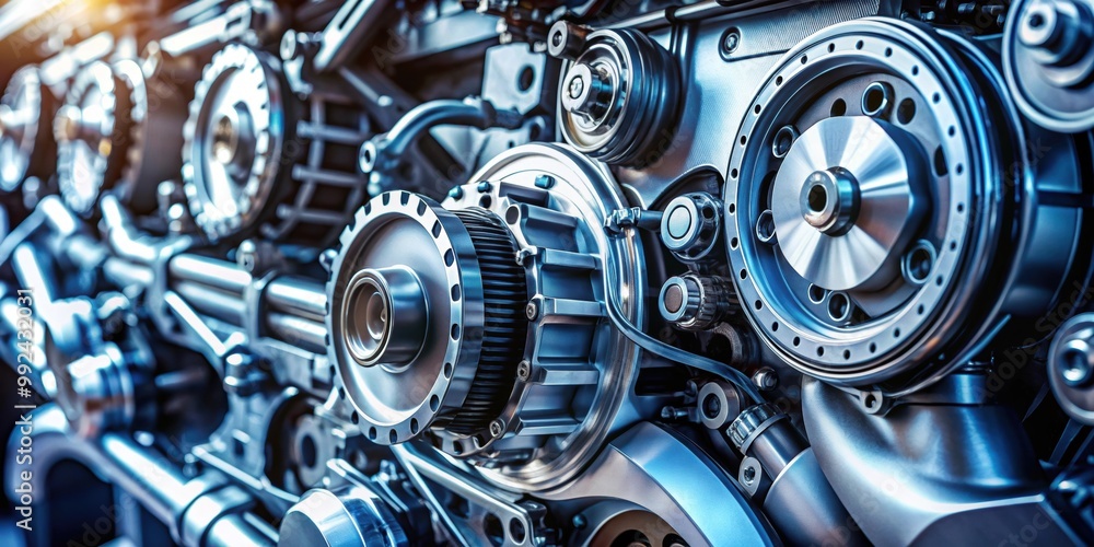 Close-up of engine parts in slow motion, engine, pistons, valves, close-up,, slow motion, machinery, automotive, vehicle Close-up of engine parts in slow motion, engine, pistons, valves, close-up,, slow motion, machinery, automotive, vehicle