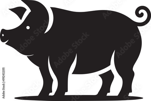 pig silhouette simple vector, pig logo vector black and white photo