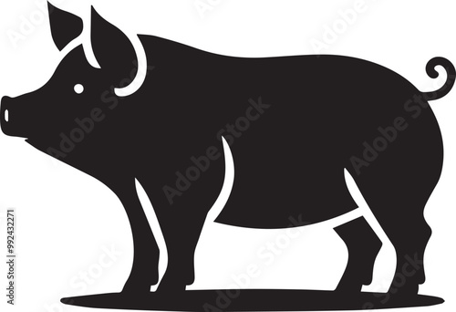 pig silhouette simple vector, pig logo vector black and white photo