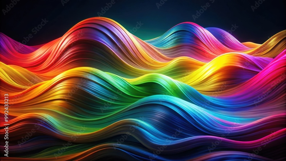 Obraz premium Vibrant abstract color waves on a dark background, colorful, abstract, vibrant, waves, design, art, bright, background, texture