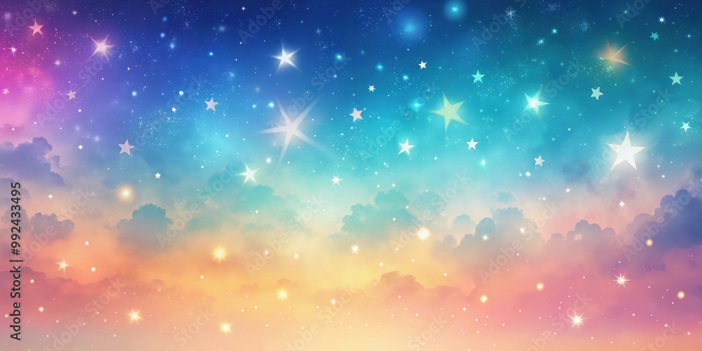 Obraz premium Starry colourful pastel sky background, starry, colourful, pastel, sky, background, night, astronomy, landscape