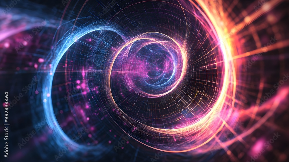 Obraz premium Abstract Spiral of Vibrant Light and Lines