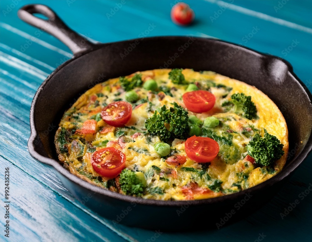 Nutritious breakfast frittatas with depth of field showcasing fresh vegetables and savory ingredients Nutritious breakfast frittatas with depth of field showcasing fresh vegetables and savory ingredients