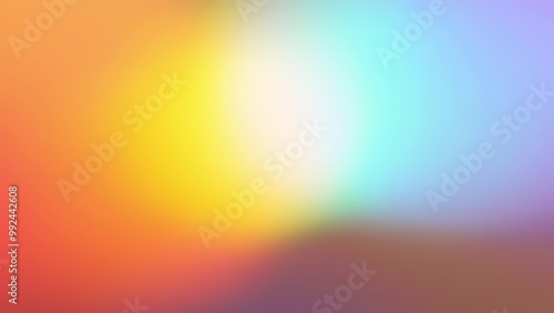 Soft blurry red orange yellow blue color mix gradient abstract background. Light through a prism