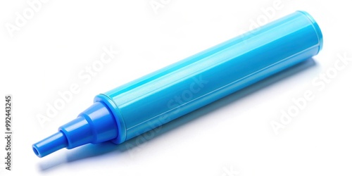 Vibrant and eye-catching bright blue highlighter pen isolated on a white background, vibrant, blue, highlighter