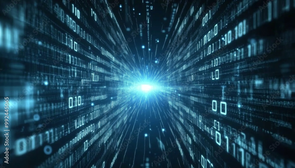 Digital art piece that appears to be futuristic binary code data Digital art piece that appears to be futuristic binary code data