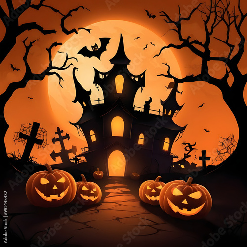 halloween background with pumpkin