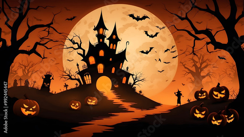 halloween background with pumpkin