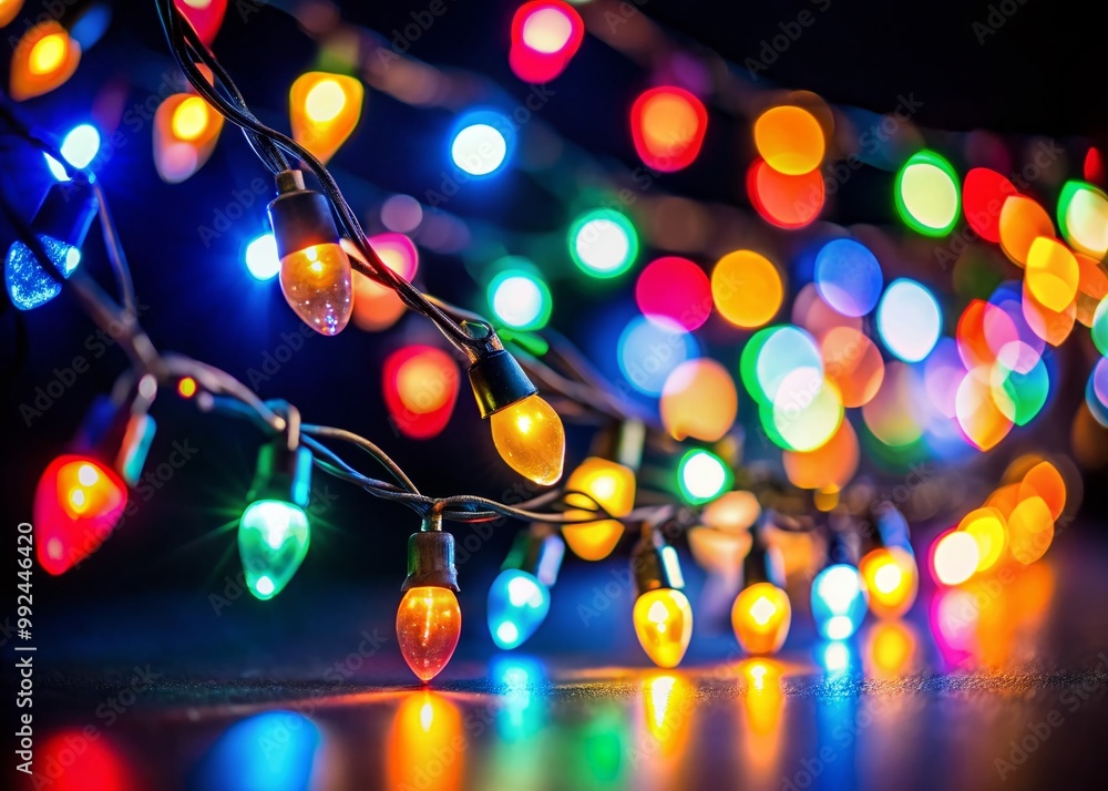 Colorful Hand-Drawn Christmas Lights Against a Dark Background for Holiday Cheer and Festive Spirit Colorful Hand-Drawn Christmas Lights Against a Dark Background for Holiday Cheer and Festive Spirit