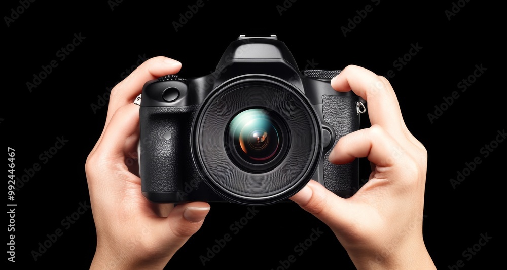 Pair hands holding black DSLR camera has PNG person photo Pair hands holding black DSLR camera has PNG person photo