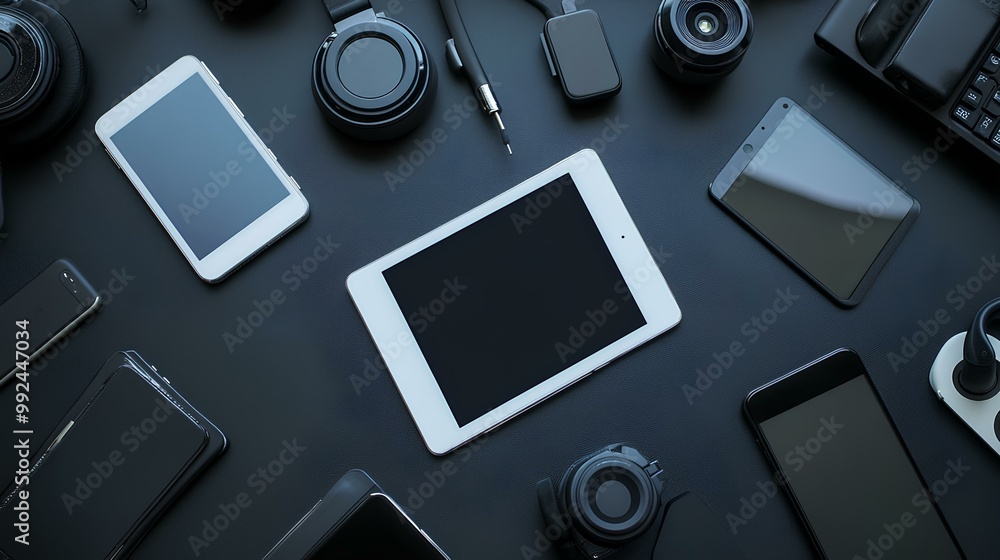 Flat Lay of Technology Gadgets and Devices Flat Lay of Technology Gadgets and Devices