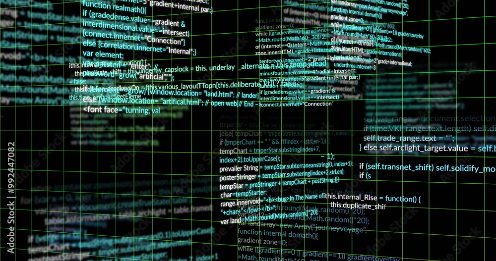 Obraz premium Image of digital data processing over black background