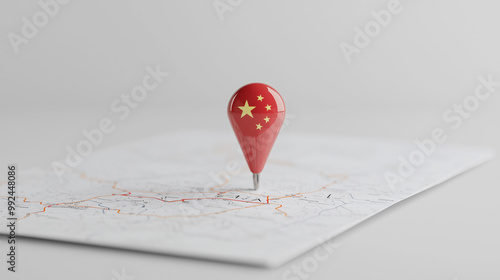China Map Pin: A single red...