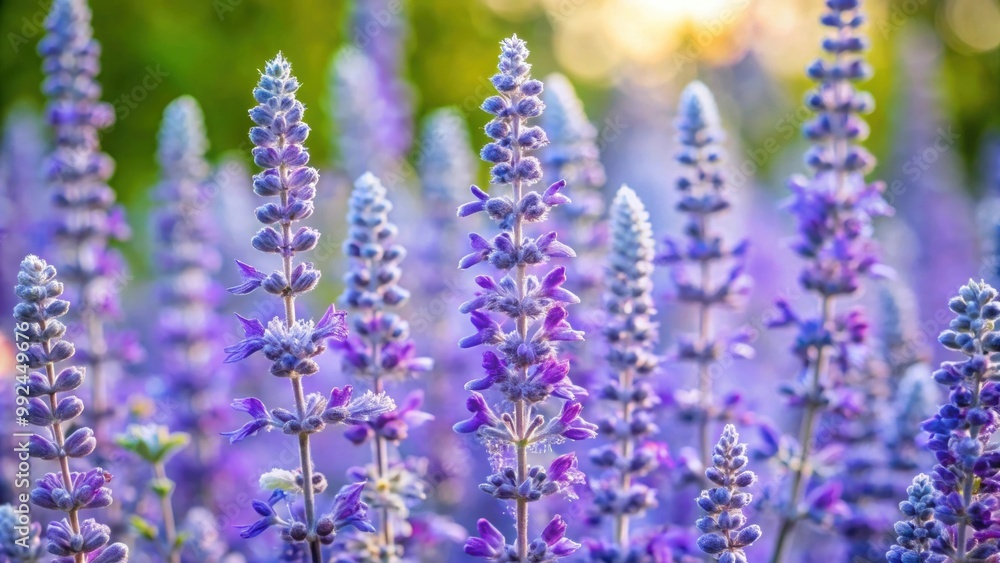 Obraz premium Close-up view of Russian sage flowers in full bloom, Russian sage, flowers, purple, lavender, blossoms, close-up, beauty, nature