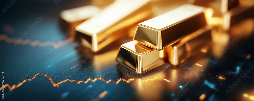 Gold Bars on Stock Market Graph