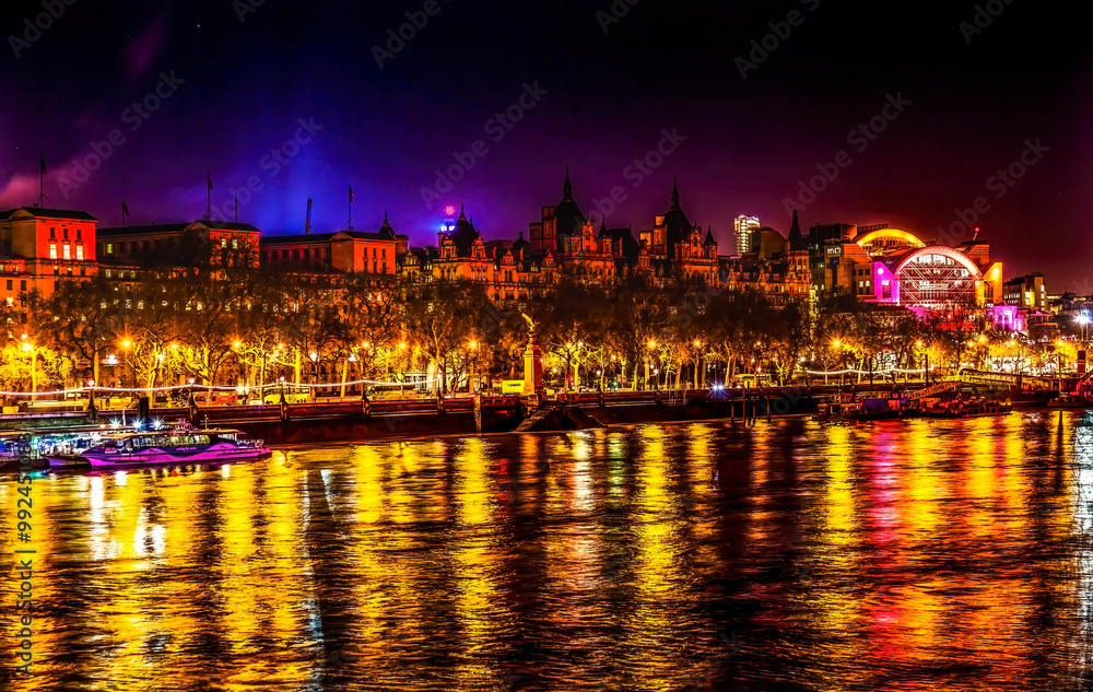 Obraz premium Thames River Night Westminster Bridge London England
