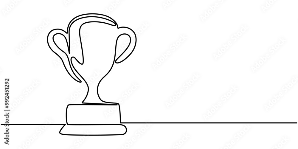 winner trophy one line drawing isolated on white background. Vector illustration, Winner Cup Continuous Line Icon, Winner trophy continuous one line icon drawing. Award trophy cup single line vector winner trophy one line drawing isolated on white background. Vector illustration, Winner Cup Continuous Line Icon, Winner trophy continuous one line icon drawing. Award trophy cup single line vector
