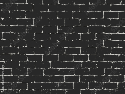A black and white textured image of a weathered brick wall