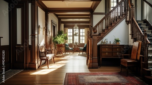 A photo of a traditional colonial-style home interior