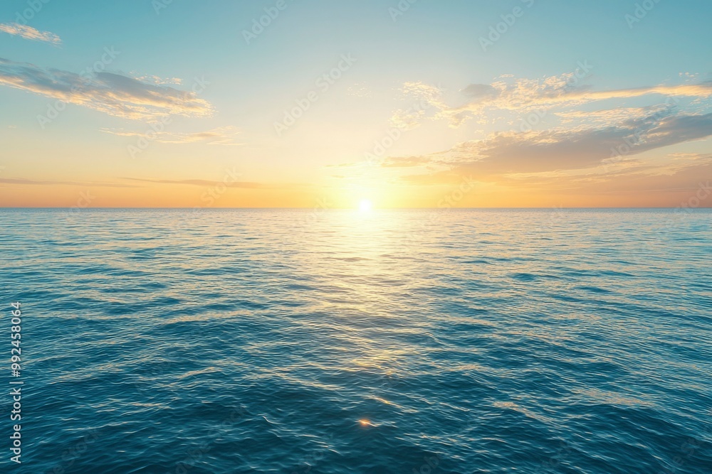 Calm Ocean Water at Sunset with a Clear Sky Calm Ocean Water at Sunset with a Clear Sky