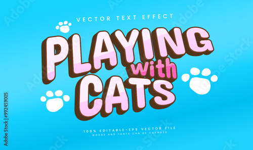 Playing with cats editable vector text effect with cartoon style concept