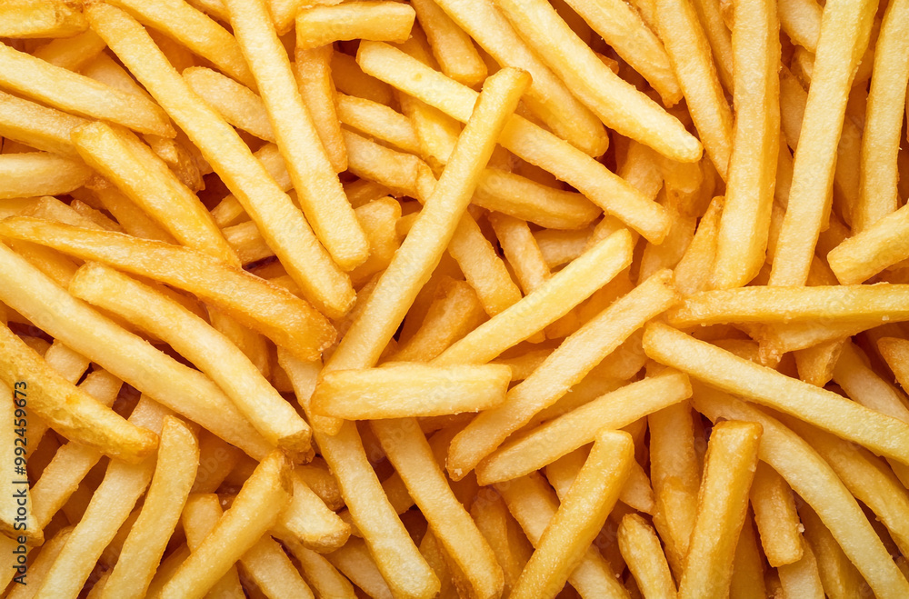 close-up of french fries with many golden and crisp cut strips close-up of french fries with many golden and crisp cut strips