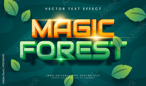 Magic forest editable vector text effect with tropical green concept