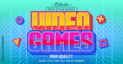 Editable text style effect - Video Games text style theme.