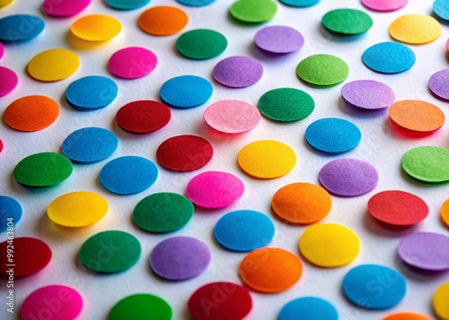 Colorful Paper Dots on a White Surface Ideal for Crafting, Party Decorations and Scrapbooking Projects