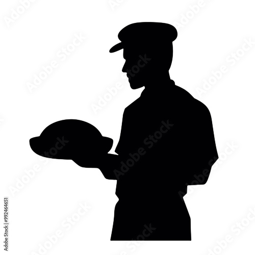 chef baker baking silhouette vector illustration transparent background photo