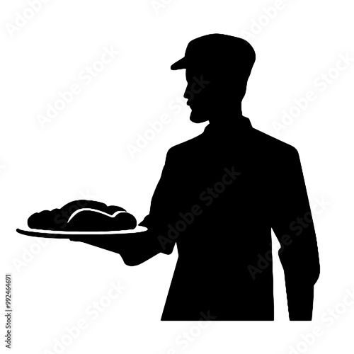 chef baker baking silhouette vector illustration transparent background photo