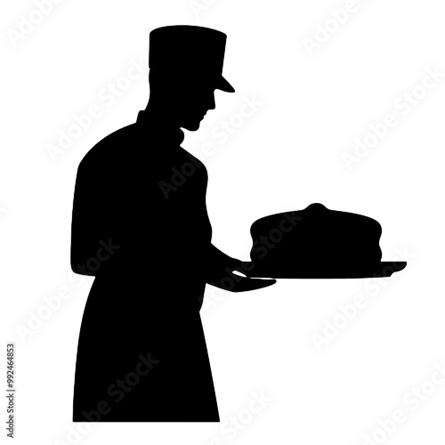 chef baker baking silhouette vector illustration transparent background photo